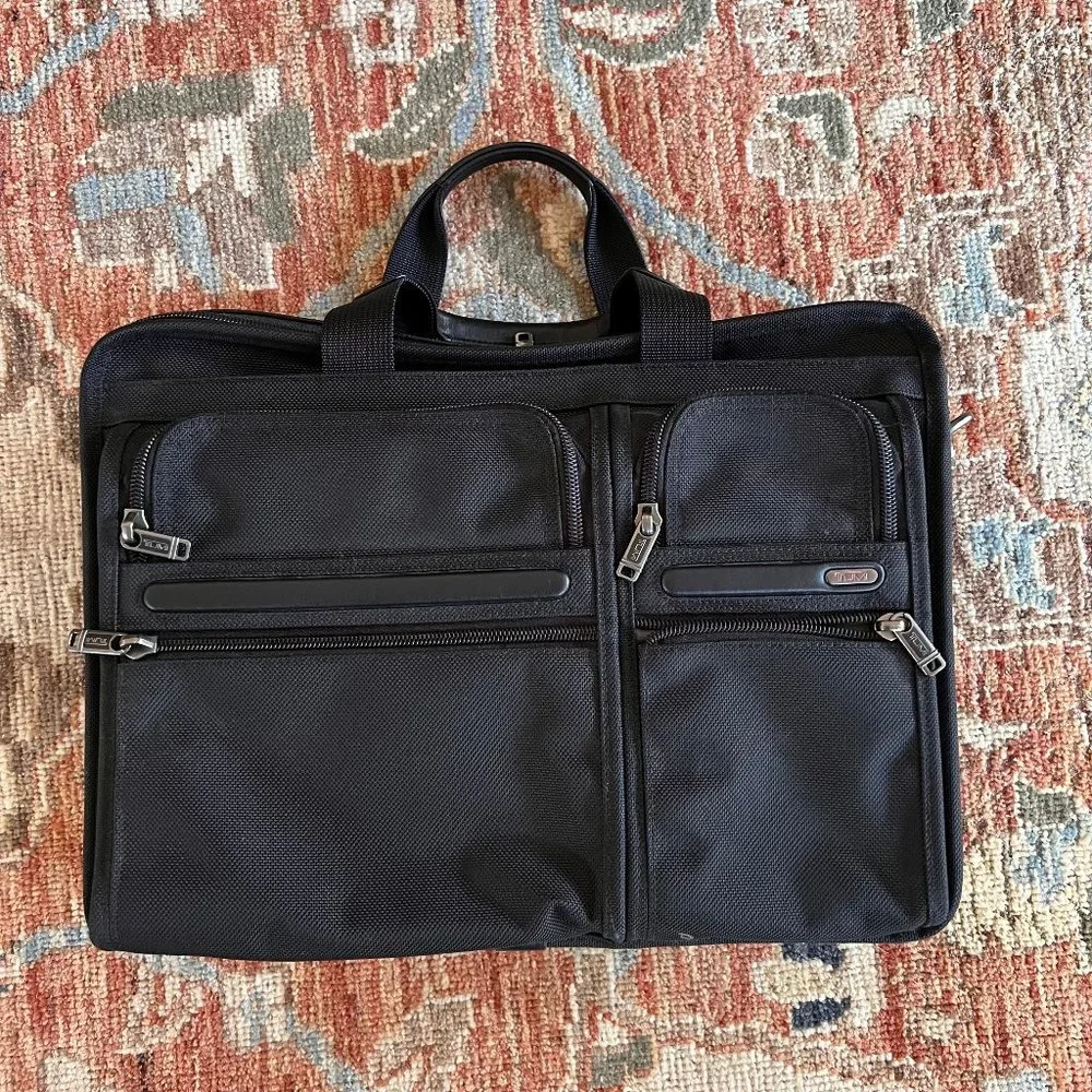 TUMI Black Nylon Gen 4.2 Expandable Organizer Laptop Briefcase